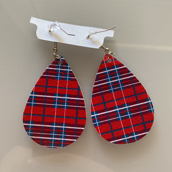 Faux Leather Teardrop Earrings - Picture 2 of 2